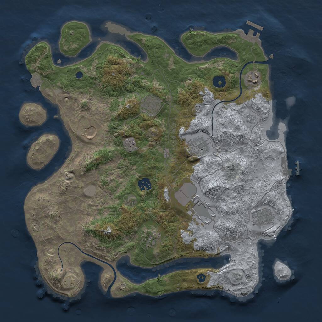 Rust Map: Procedural Map, Size: 3700, Seed: 854717408, 15 Monuments