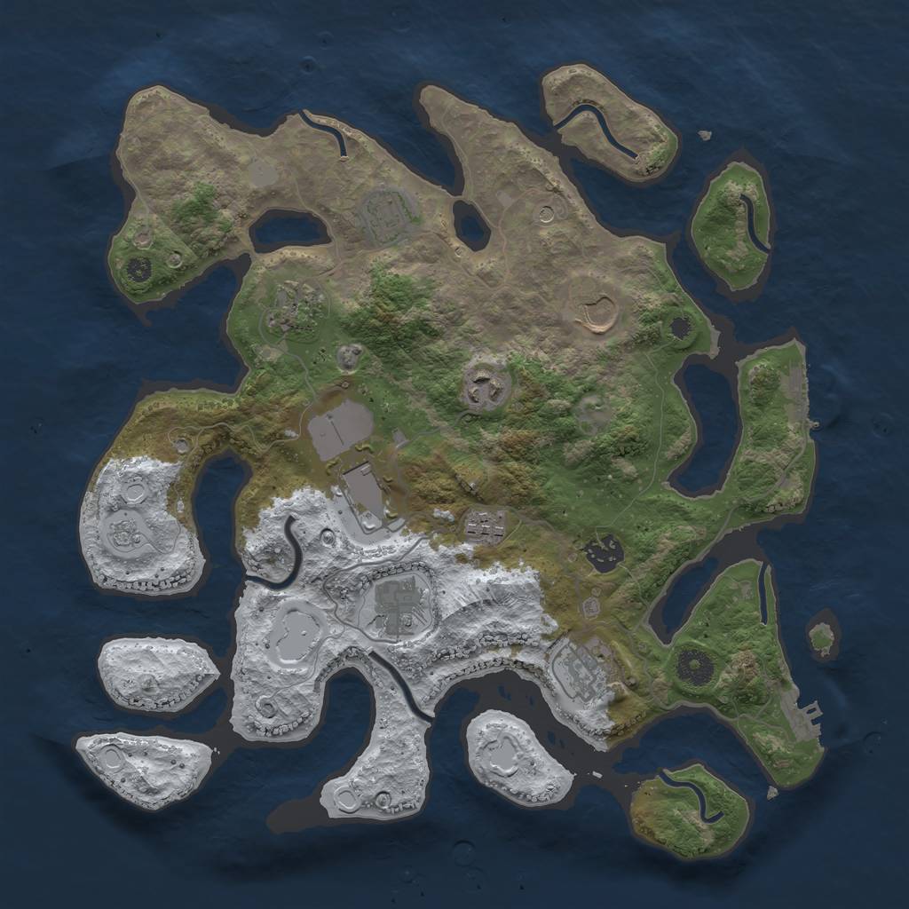 Rust Map: Procedural Map, Size: 3700, Seed: 893968, 18 Monuments