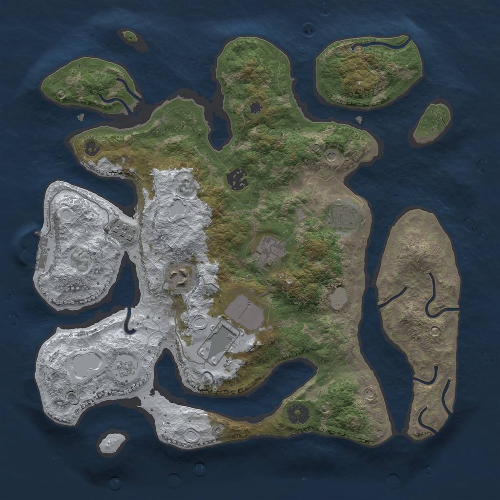 Rust Map: Procedural Map, Size: 3500, Seed: 3923399, 14 Monuments