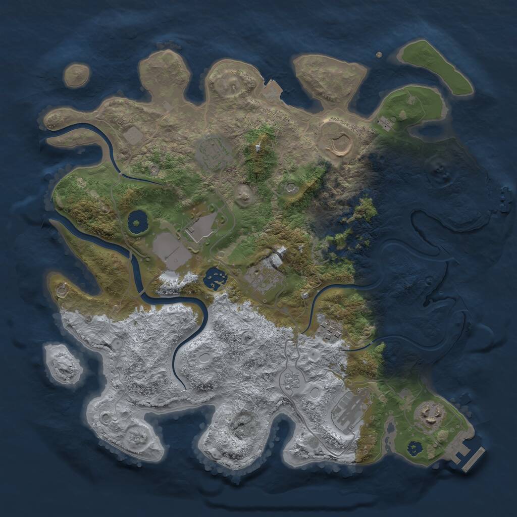 Rust Map: Procedural Map, Size: 3500, Seed: 252093, 14 Monuments
