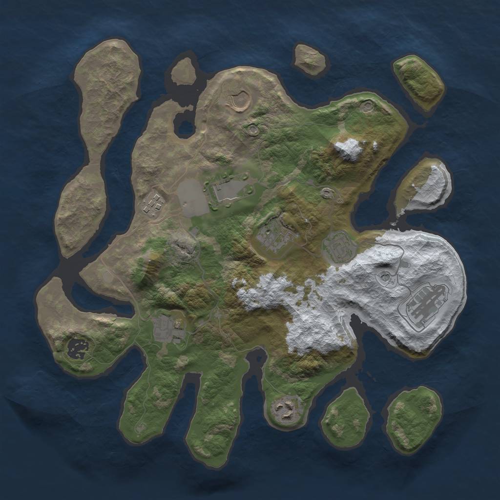 Rust Map: Barren, Size: 3500, Seed: 6116558, 12 Monuments