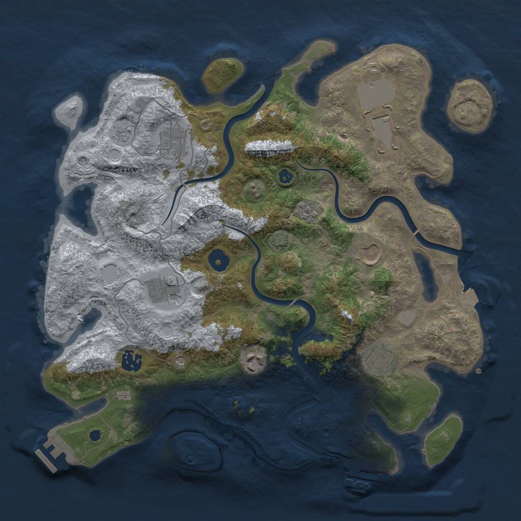 Rust Map: Procedural Map, Size: 3700, Seed: 2473064, 14 Monuments