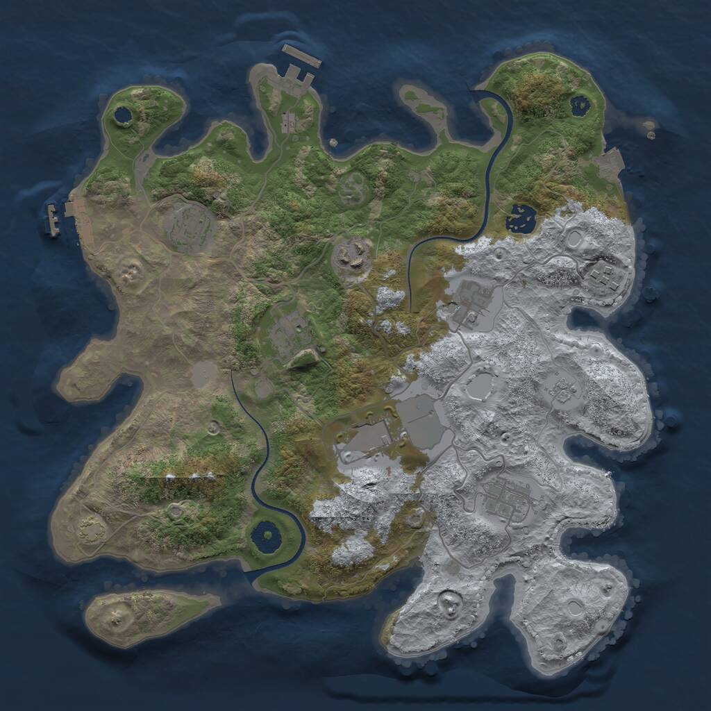 Rust Map: Procedural Map, Size: 3500, Seed: 5151828, 13 Monuments