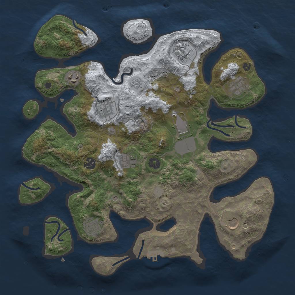 Rust Map: Procedural Map, Size: 3700, Seed: 3033111, 17 Monuments