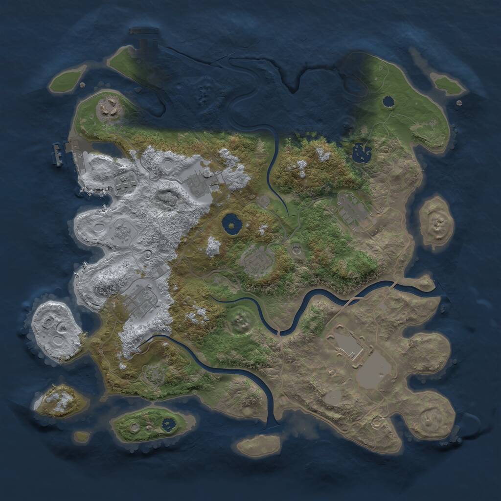Rust Map: Procedural Map, Size: 3700, Seed: 3149582, 14 Monuments