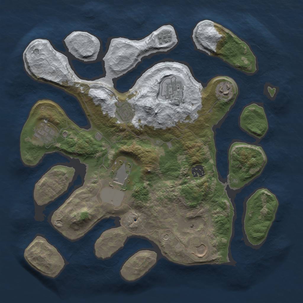 Rust Map: Barren, Size: 3500, Seed: 4975319, 11 Monuments