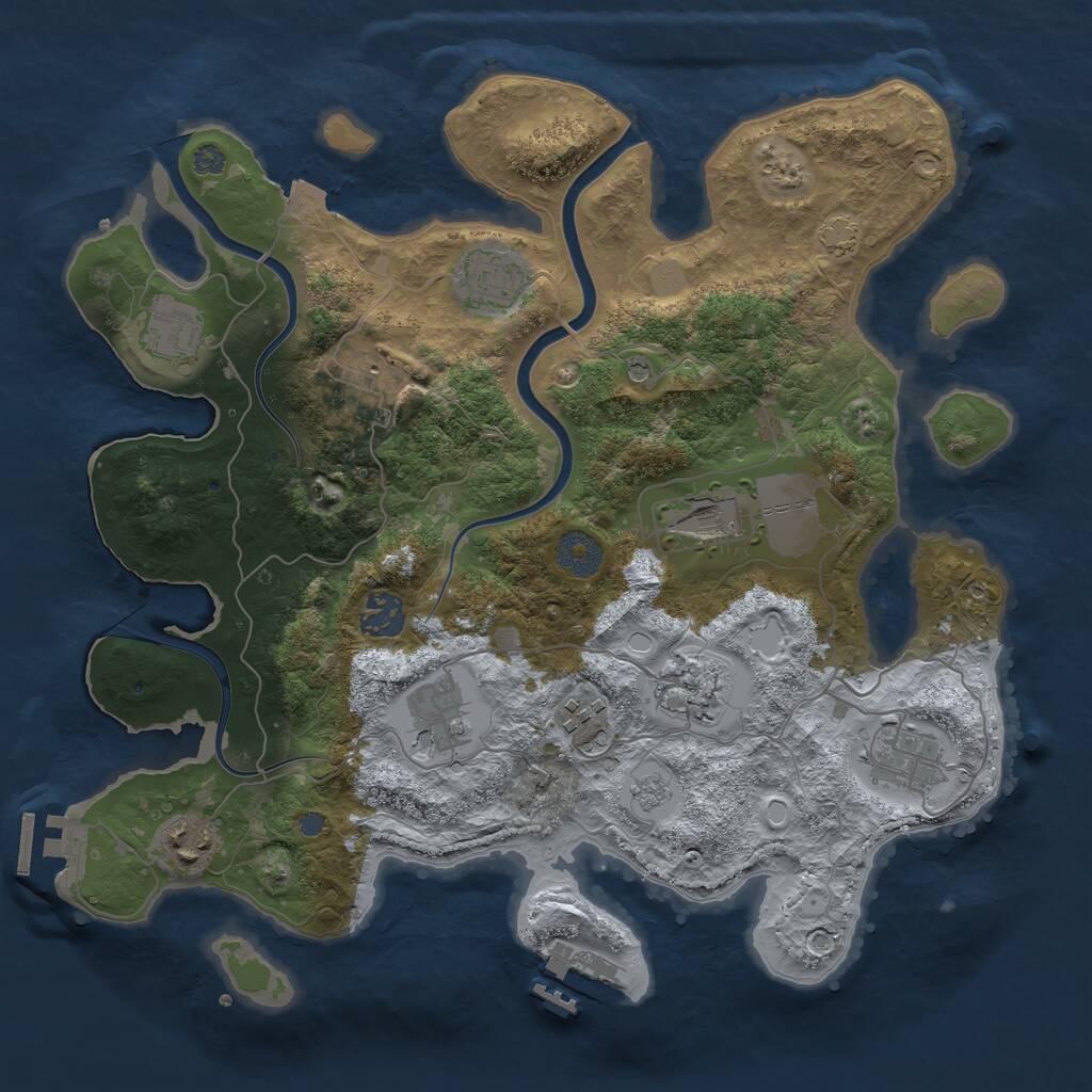 Rust Map: Procedural Map, Size: 3500, Seed: 6442474, 17 Monuments