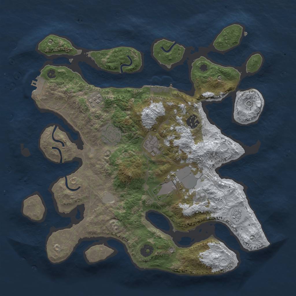 Rust Map: Procedural Map, Size: 3500, Seed: 2791344, 14 Monuments