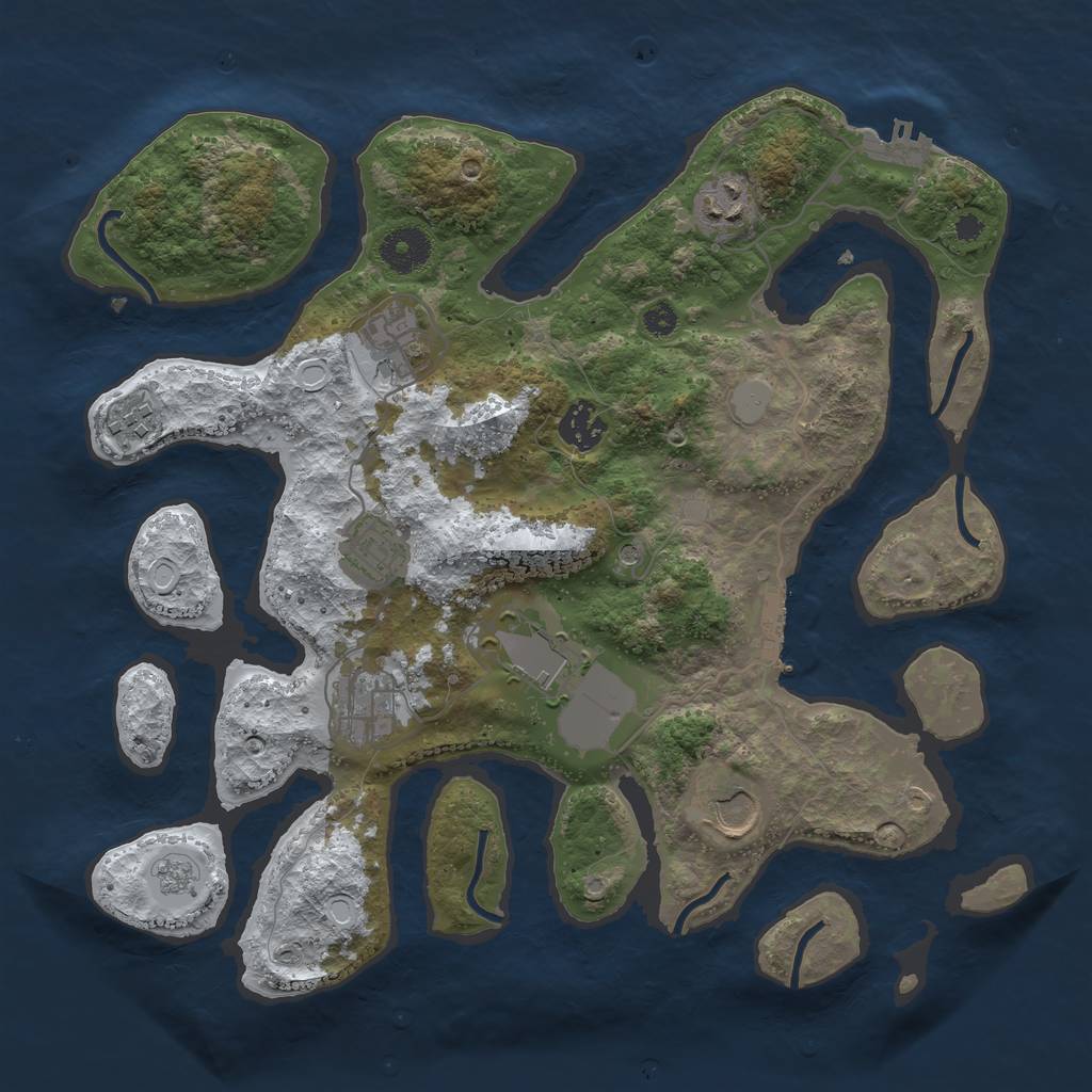 Rust Map: Procedural Map, Size: 3500, Seed: 5681455, 17 Monuments