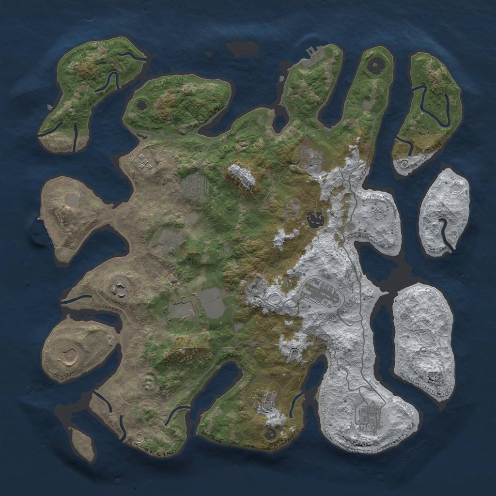 Rust Map: Procedural Map, Size: 4250, Seed: 1043213016, 19 Monuments
