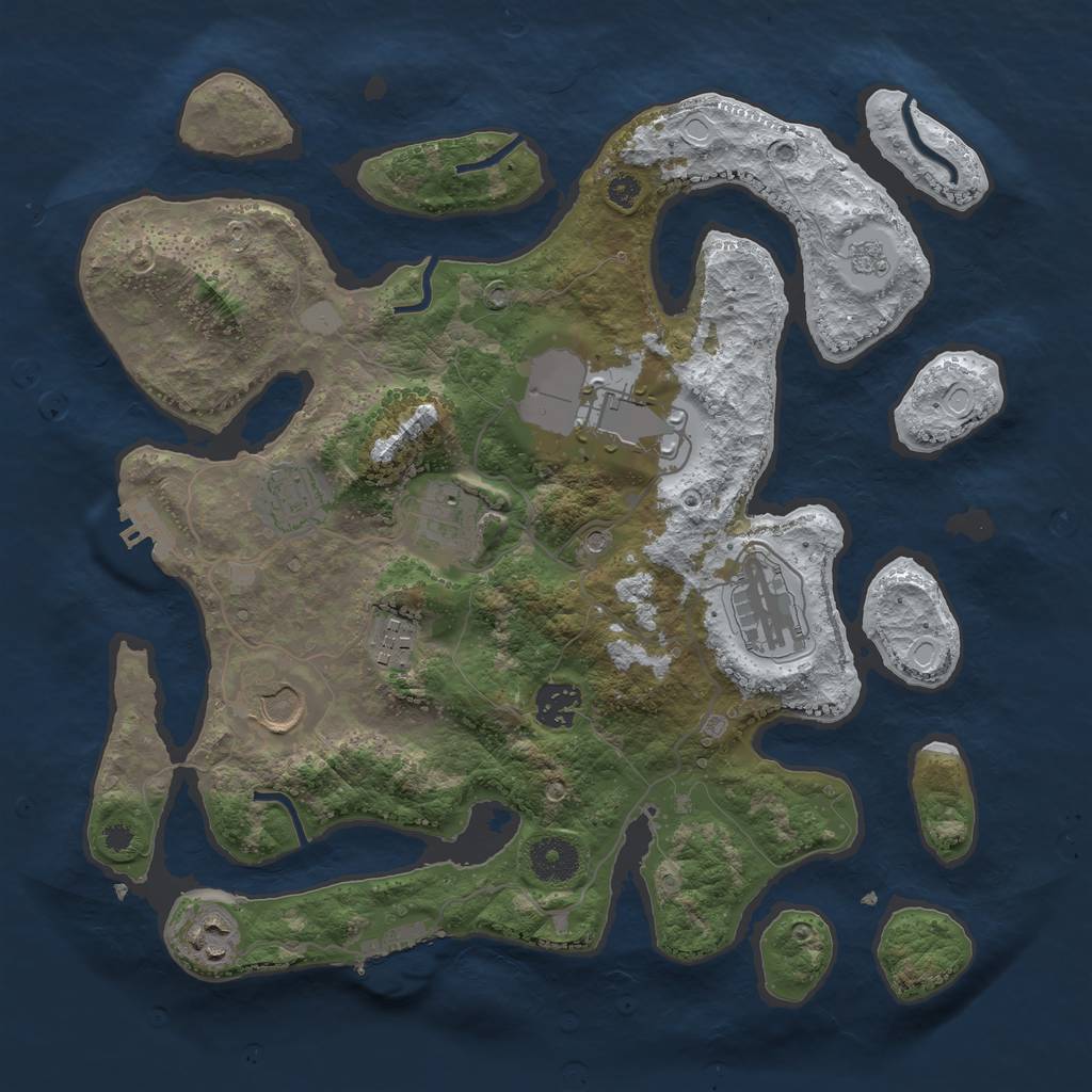 Rust Map: Procedural Map, Size: 3500, Seed: 33229261, 17 Monuments
