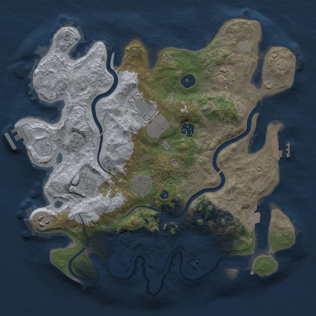 Rust Map: Procedural Map, Size: 3500, Seed: 3740164, 13 Monuments