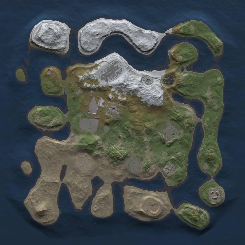 Rust Map: Barren, Size: 3500, Seed: 1550331, 12 Monuments
