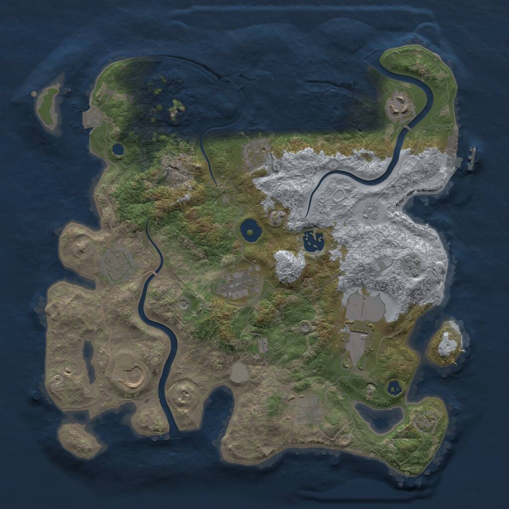 Rust Map: Procedural Map, Size: 3500, Seed: 3342667, 15 Monuments