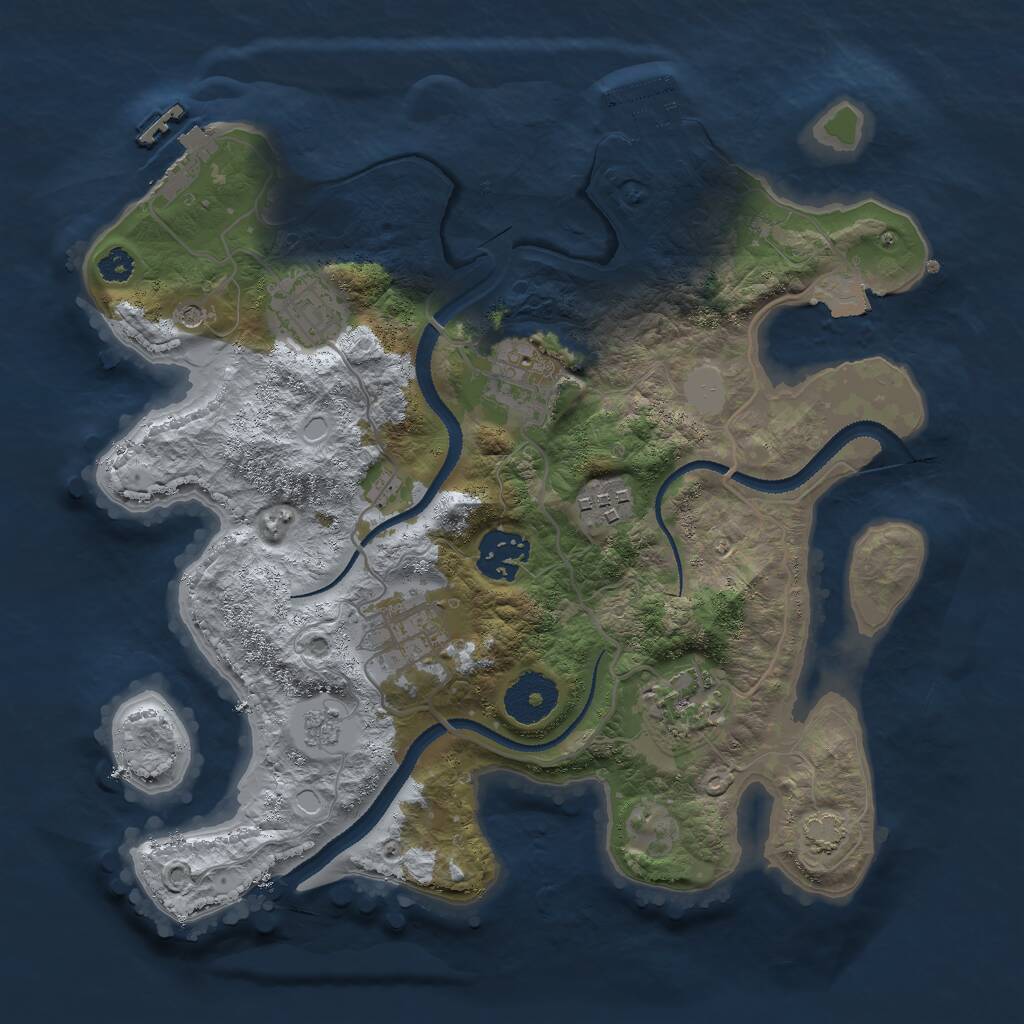 Rust Map: Procedural Map, Size: 3000, Seed: 1607541390, 12 Monuments