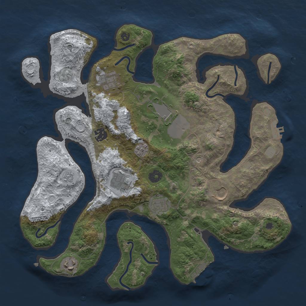Rust Map: Procedural Map, Size: 3500, Seed: 3647830, 17 Monuments