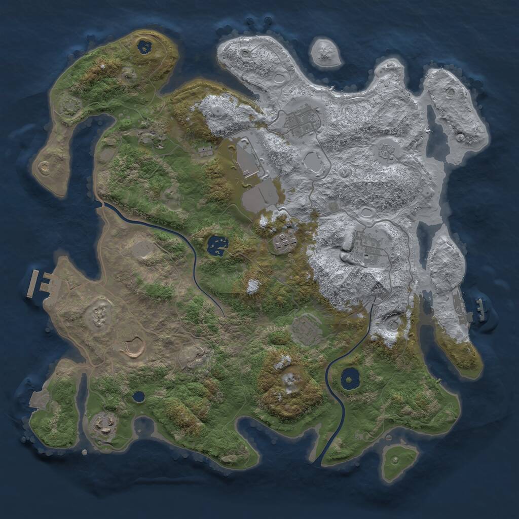 Rust Map: Procedural Map, Size: 3700, Seed: 465159, 15 Monuments