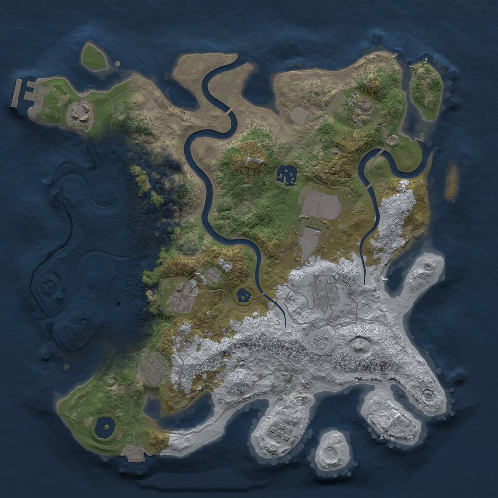 Rust Map: Procedural Map, Size: 3500, Seed: 248772, 13 Monuments