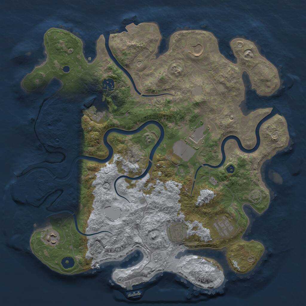 Rust Map: Procedural Map, Size: 3700, Seed: 5101778, 14 Monuments