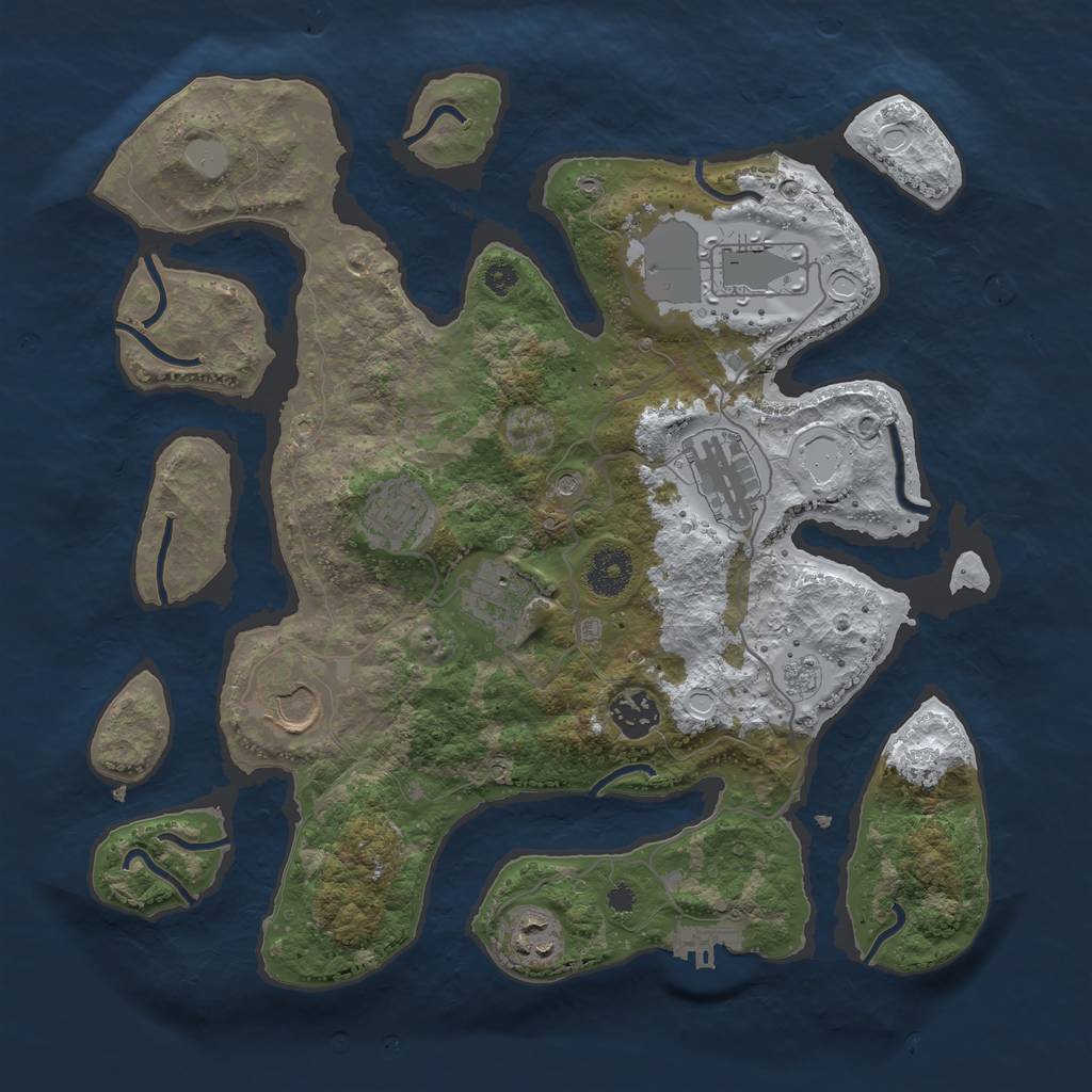 Rust Map: Procedural Map, Size: 3500, Seed: 587071, 15 Monuments