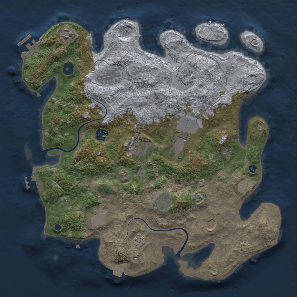 Rust Map: Procedural Map, Size: 3700, Seed: 3244847, 16 Monuments