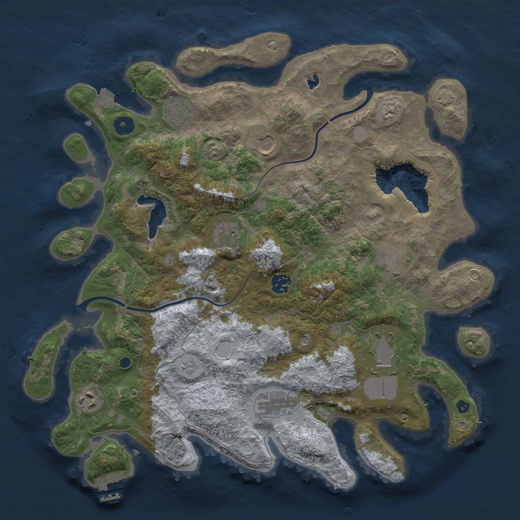 Rust Map: Procedural Map, Size: 4000, Seed: 3934738, 14 Monuments