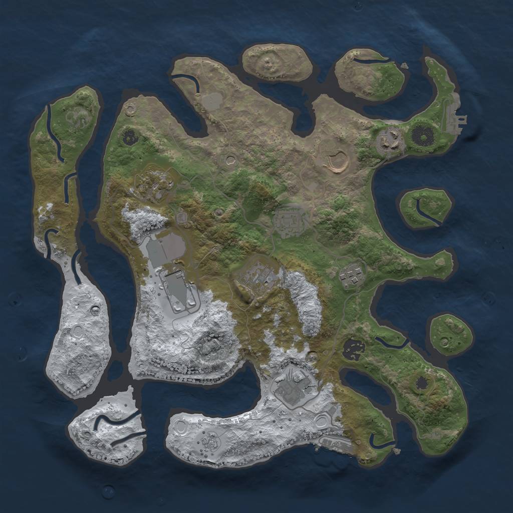 Rust Map: Procedural Map, Size: 3500, Seed: 3633898, 18 Monuments