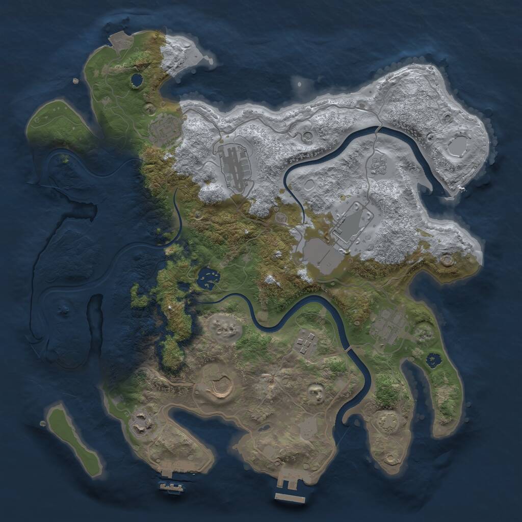 Rust Map: Procedural Map, Size: 3500, Seed: 1836540, 14 Monuments