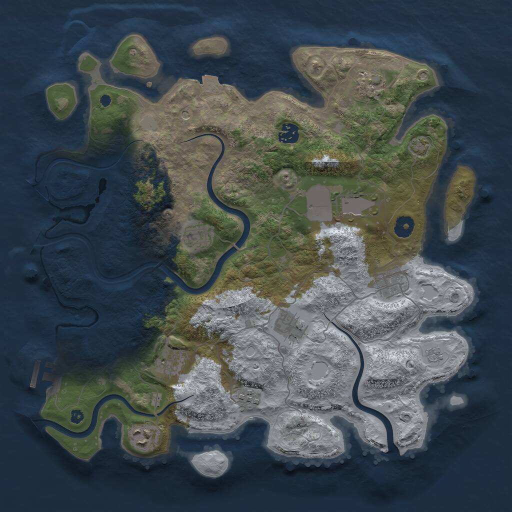 Rust Map: Procedural Map, Size: 3700, Seed: 5000421, 14 Monuments