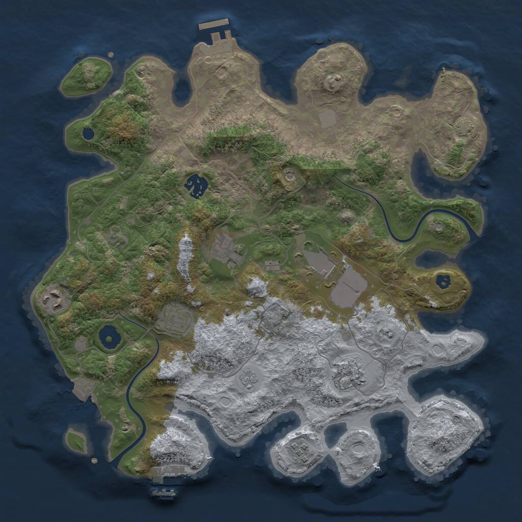 Rust Map: Procedural Map, Size: 3500, Seed: 6145133, 13 Monuments