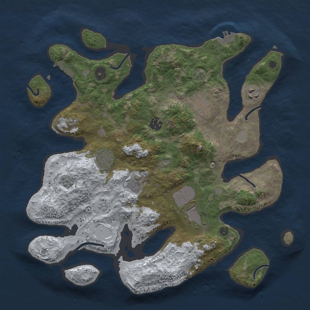 Rust Map: Procedural Map, Size: 3700, Seed: 887155, 16 Monuments