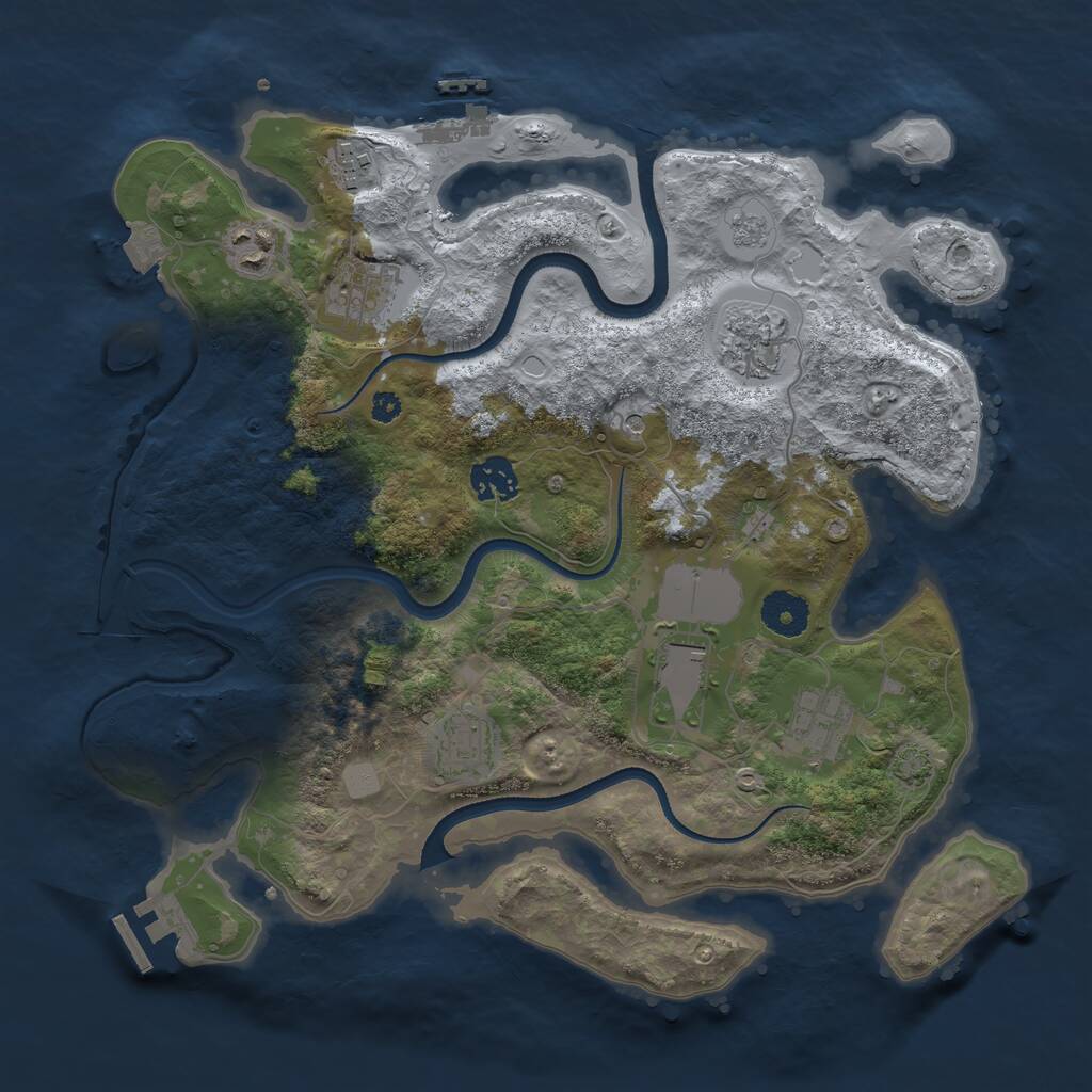 Rust Map: Procedural Map, Size: 3500, Seed: 2041243, 14 Monuments