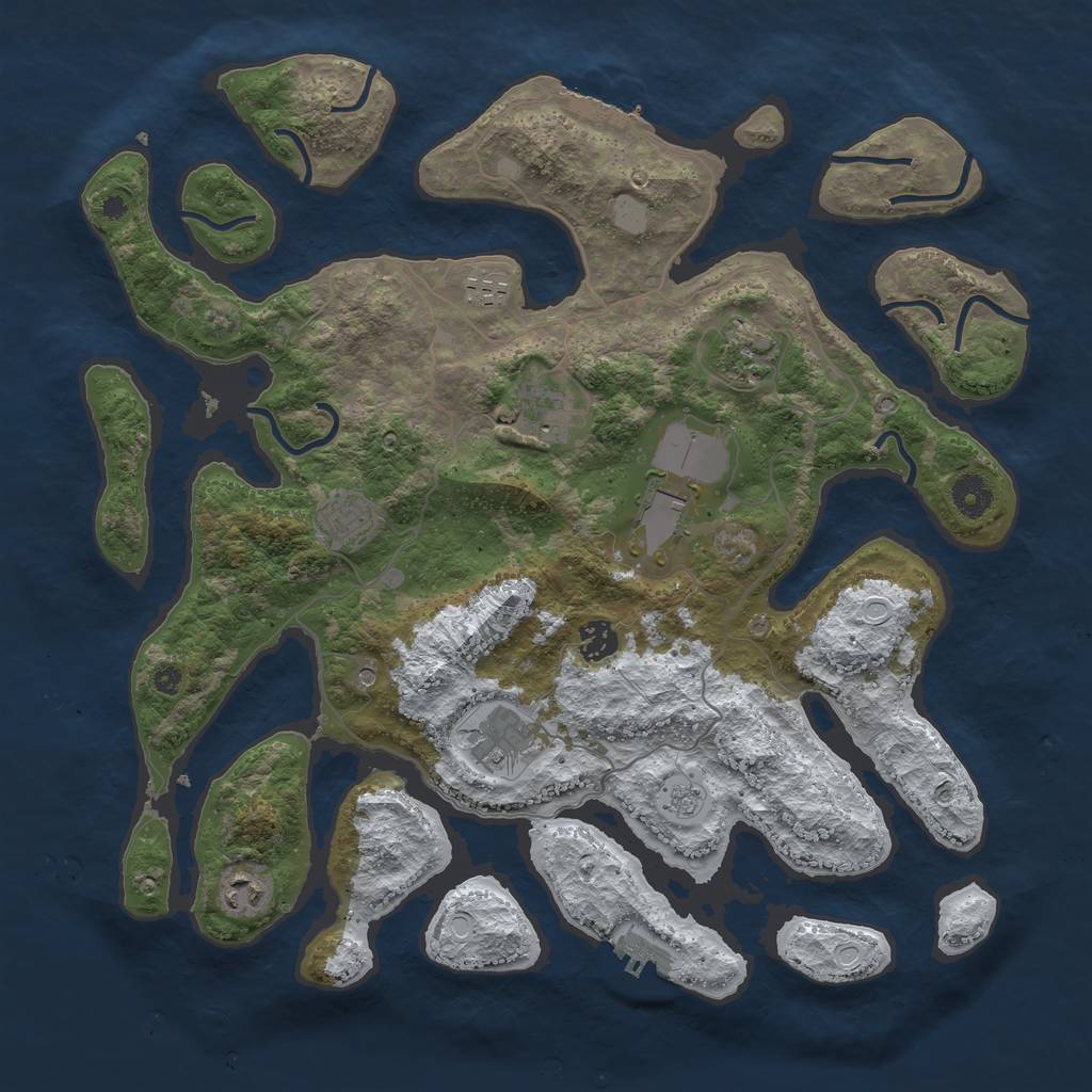 Rust Map: Procedural Map, Size: 4000, Seed: 3069971, 17 Monuments