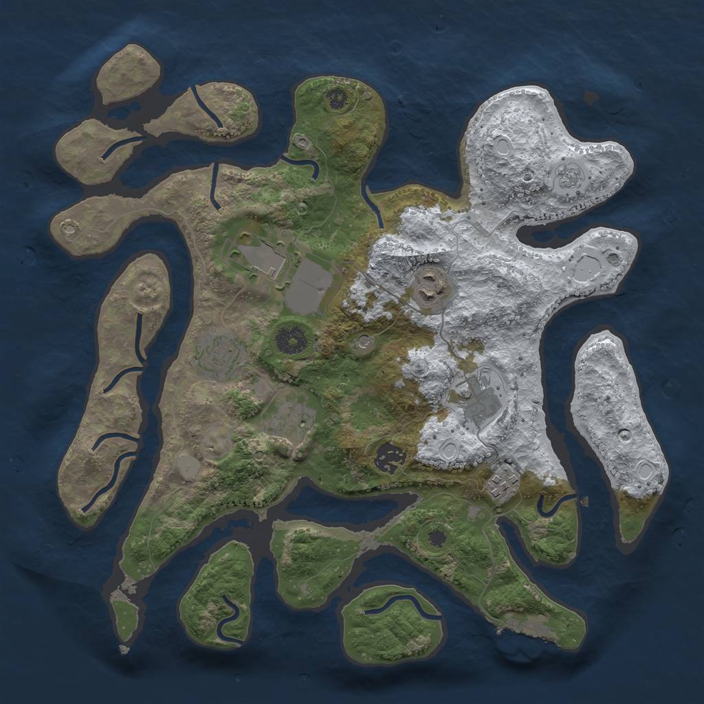 Rust Map: Procedural Map, Size: 3500, Seed: 4229495, 15 Monuments