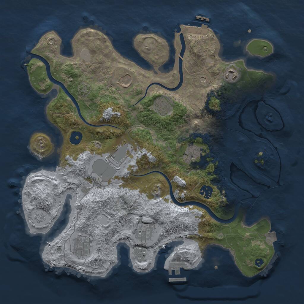 Rust Map: Procedural Map, Size: 3500, Seed: 3252837, 15 Monuments