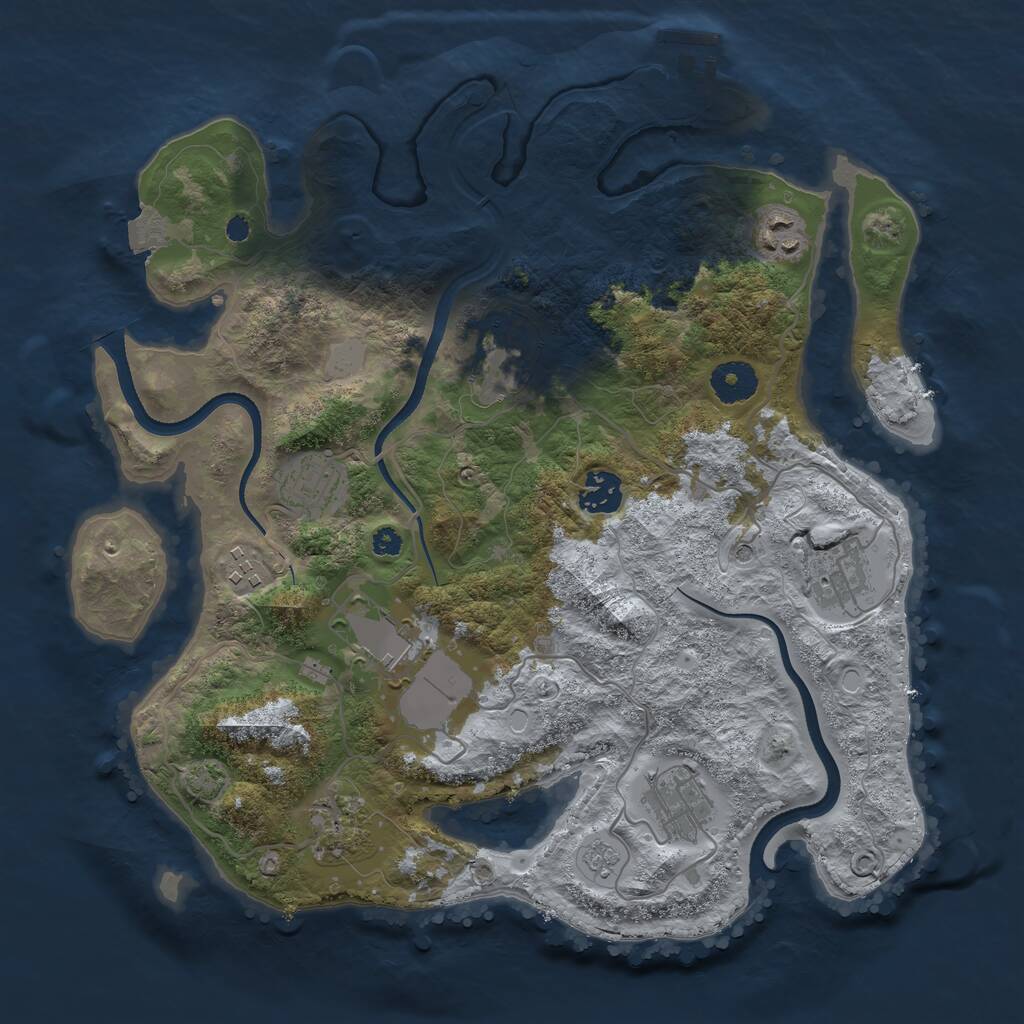 Rust Map: Procedural Map, Size: 3500, Seed: 2230546, 14 Monuments