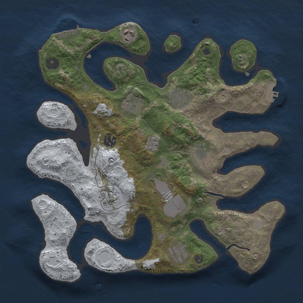 Rust Map: Procedural Map, Size: 3500, Seed: 217095, 18 Monuments