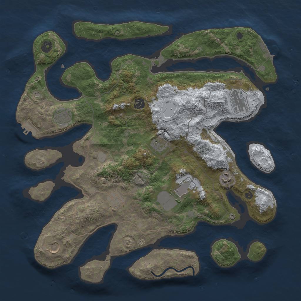 Rust Map: Procedural Map, Size: 4000, Seed: 5180101, 17 Monuments