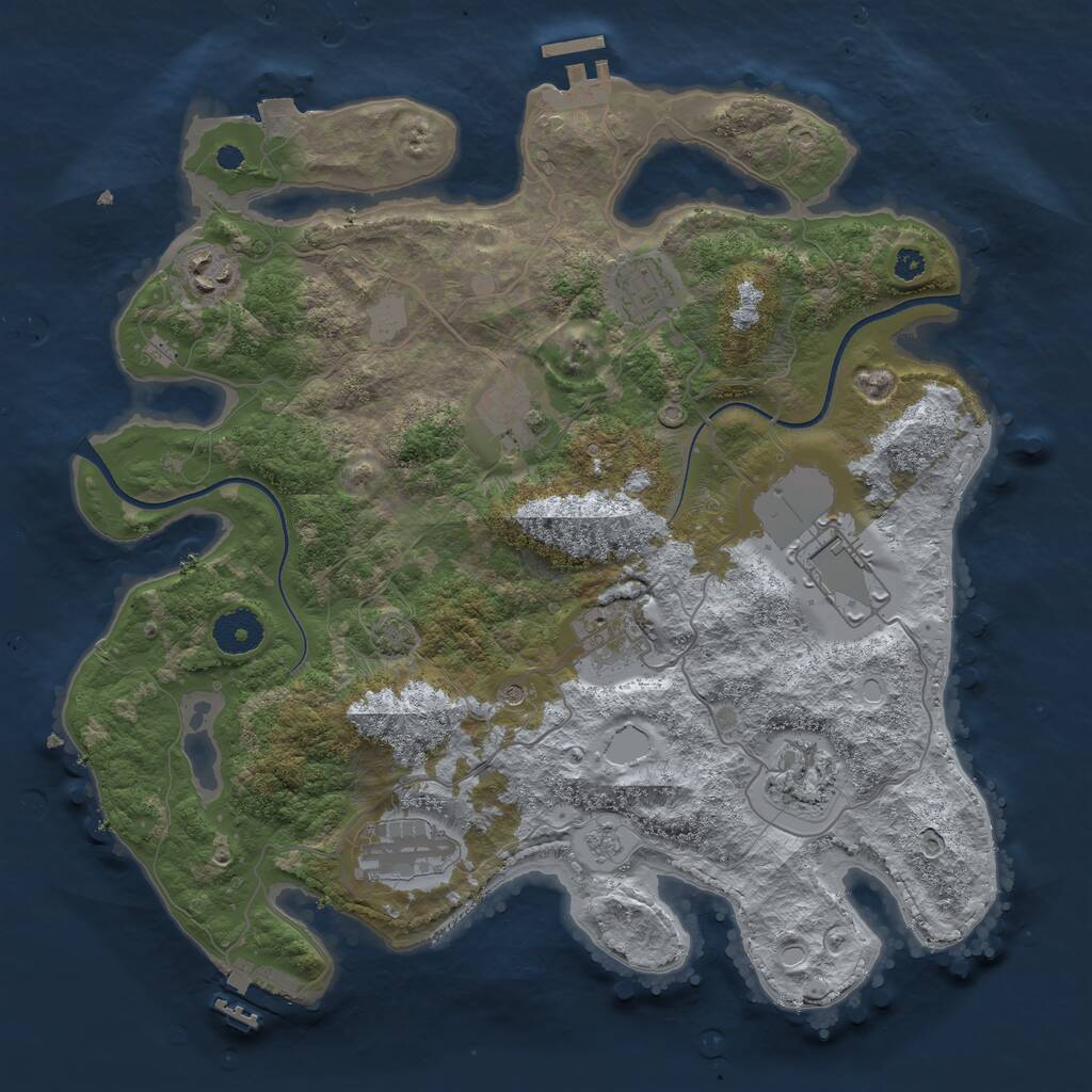 Rust Map: Procedural Map, Size: 3500, Seed: 2205400, 13 Monuments