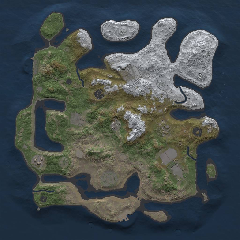Rust Map: Procedural Map, Size: 3700, Seed: 1859075, 17 Monuments