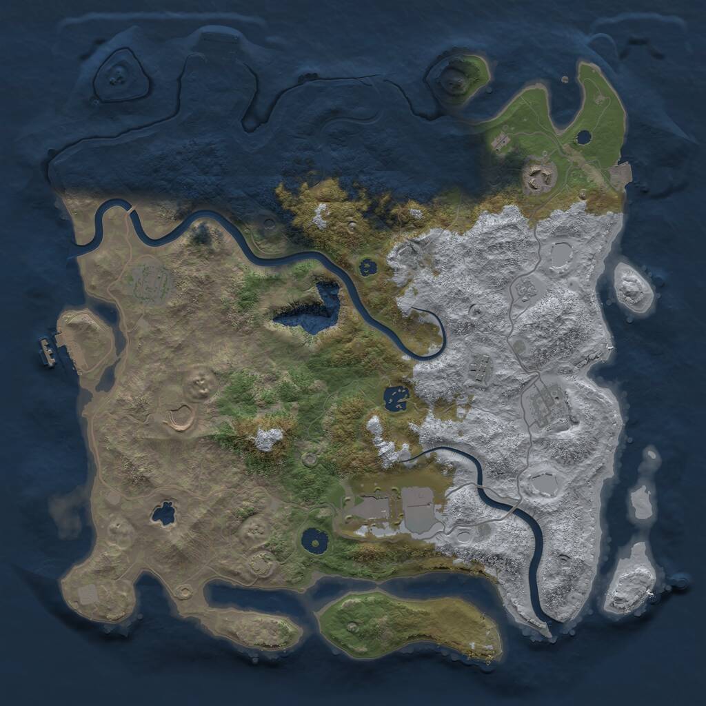 Rust Map: Procedural Map, Size: 4000, Seed: 3647919, 13 Monuments