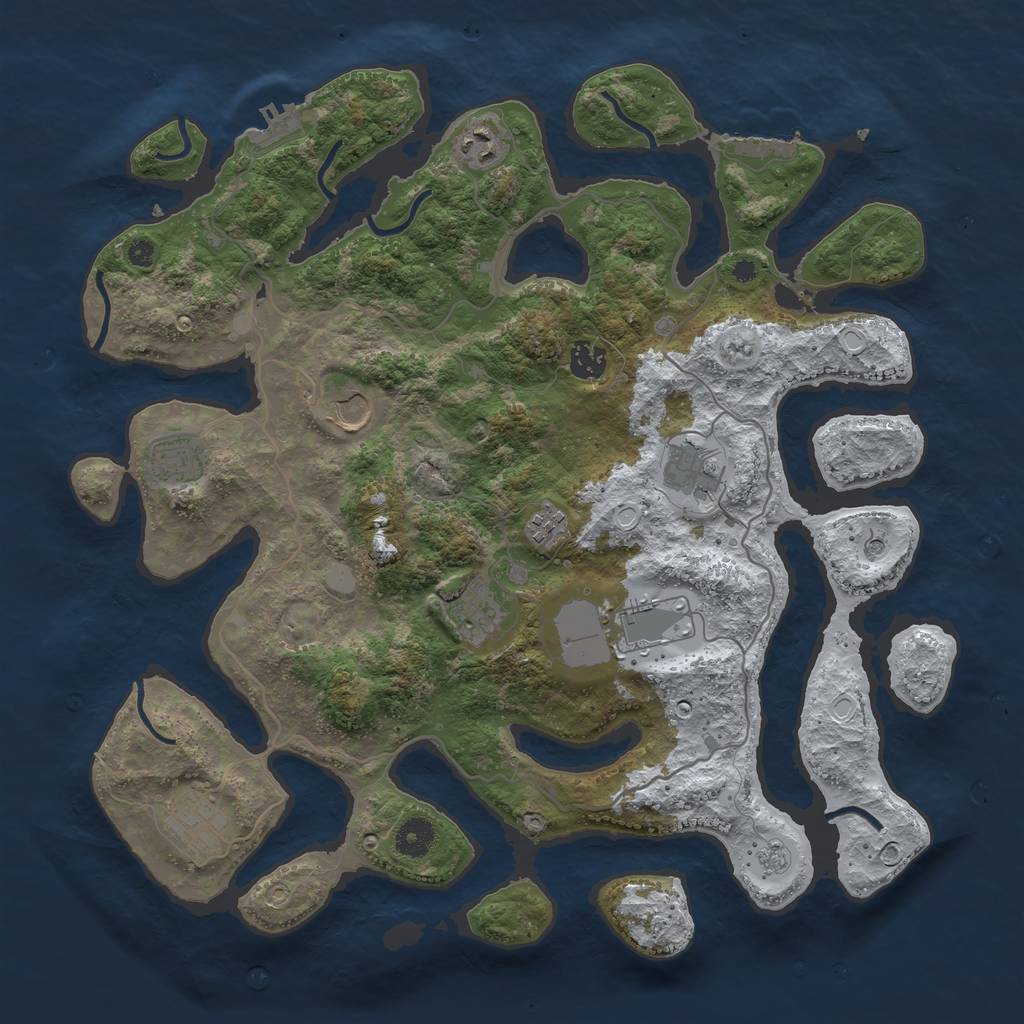 Rust Map: Procedural Map, Size: 4000, Seed: 5742977, 18 Monuments
