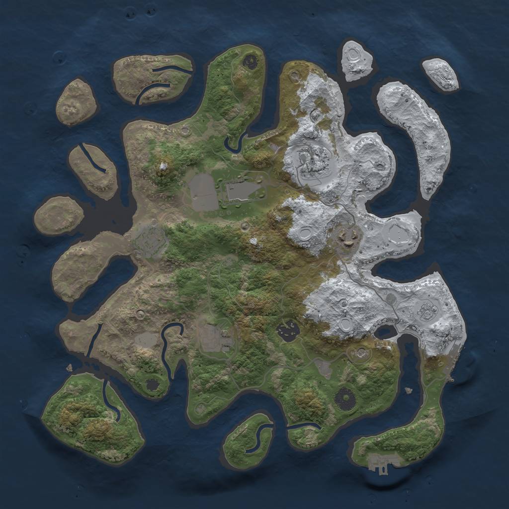 Rust Map: Procedural Map, Size: 3550, Seed: 676308, 15 Monuments