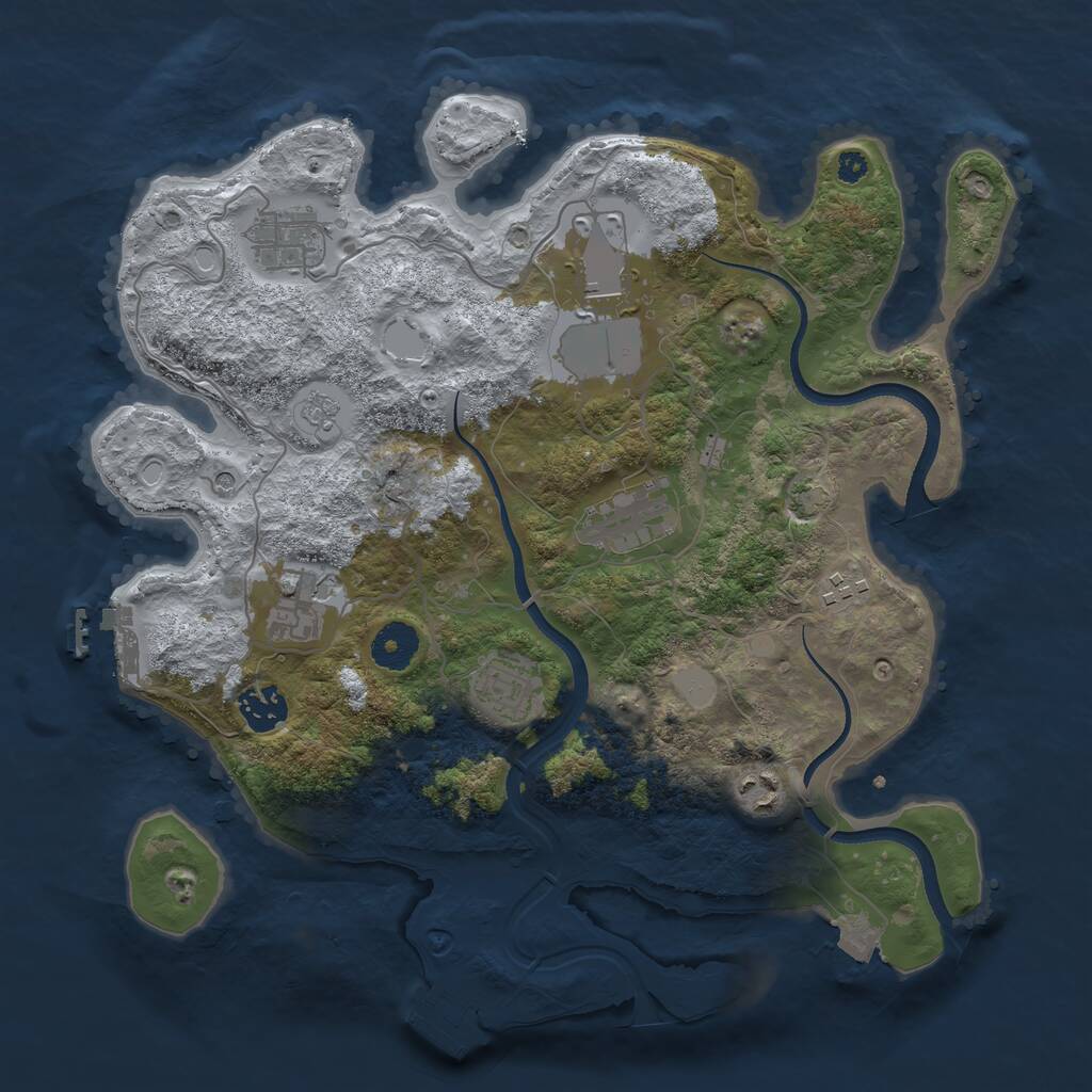 Rust Map: Procedural Map, Size: 3500, Seed: 3748684, 14 Monuments
