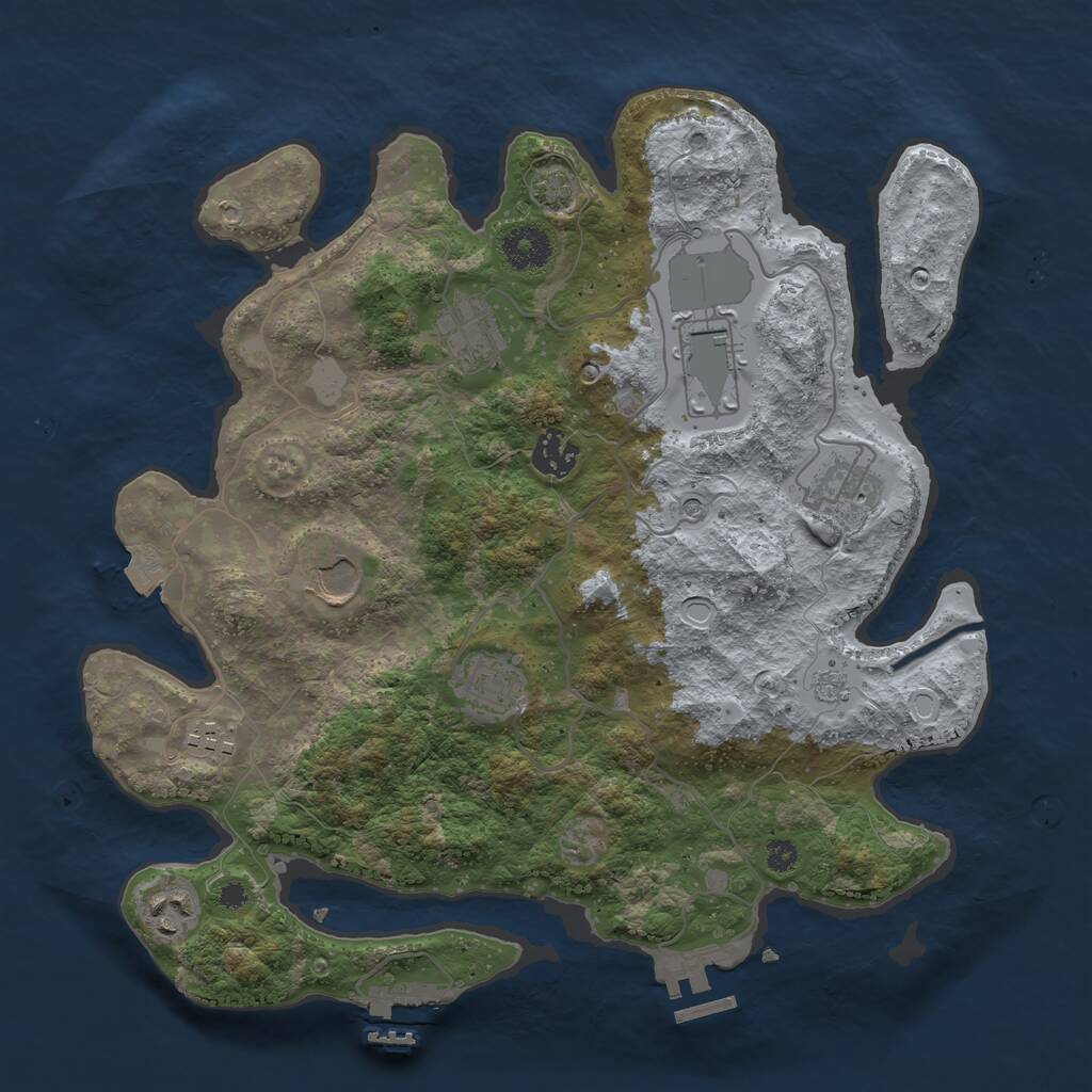 Rust Map: Procedural Map, Size: 3500, Seed: 3890957, 14 Monuments