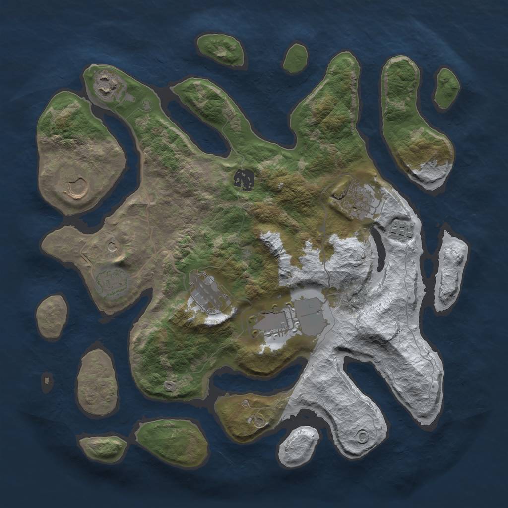 Rust Map: Barren, Size: 3500, Seed: 6304343, 11 Monuments