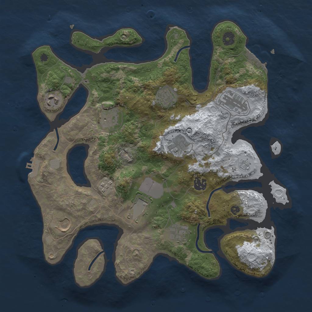 Rust Map: Procedural Map, Size: 3500, Seed: 4523571, 18 Monuments