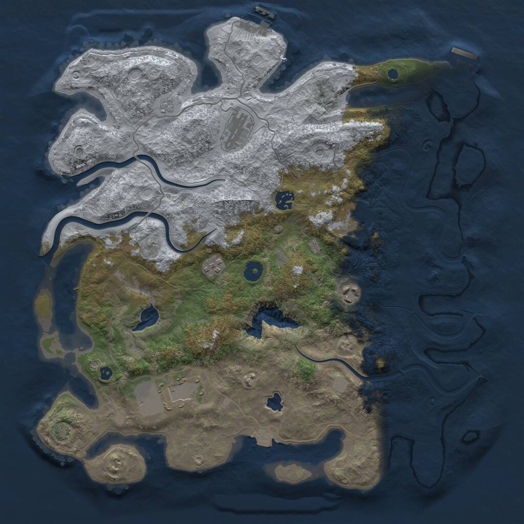 Rust Map: Procedural Map, Size: 4000, Seed: 38674, 12 Monuments