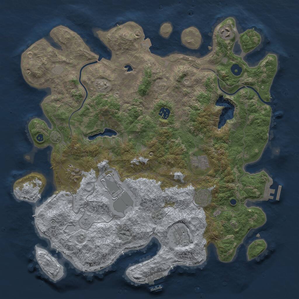 Rust Map: Procedural Map, Size: 4000, Seed: 884, 14 Monuments