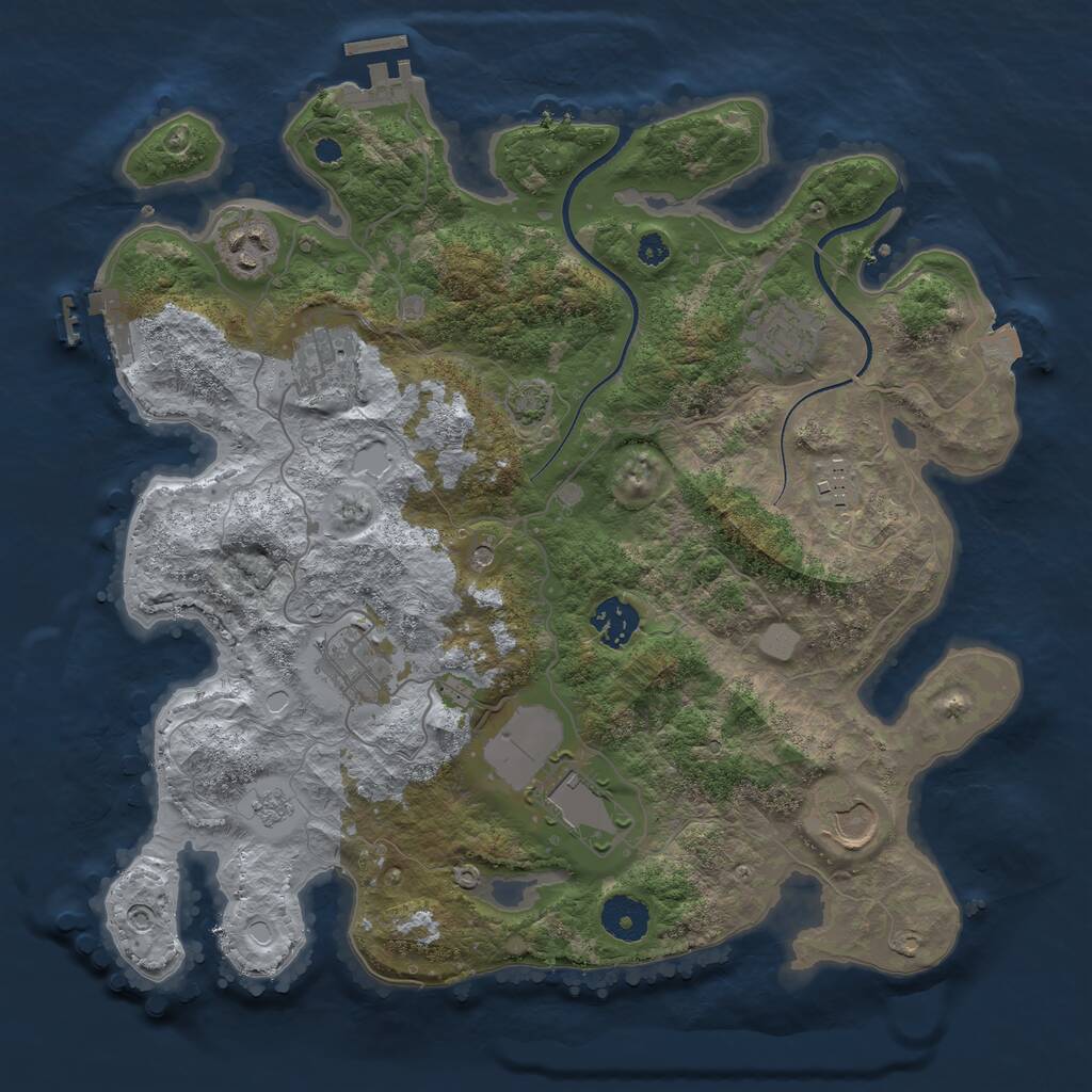 Rust Map: Procedural Map, Size: 3500, Seed: 6217982, 14 Monuments